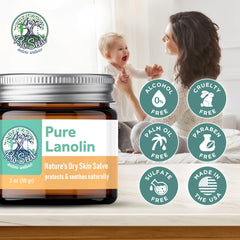 ProSeed Lanolin Balm hand-application demonstrates easy spread and relief for dryness.