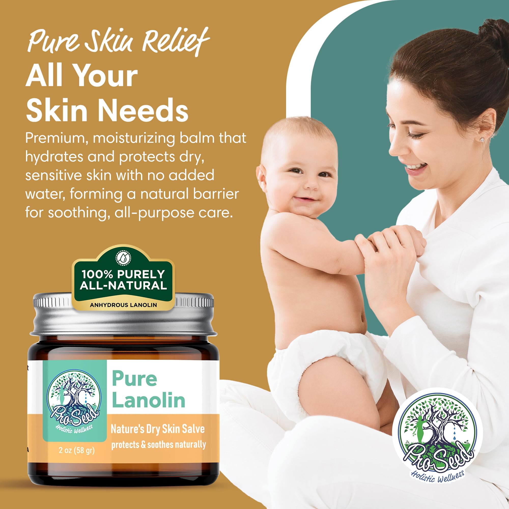 ProSeed Lanolin Balm texture closeup reveals rich moisturization for smooth skin.