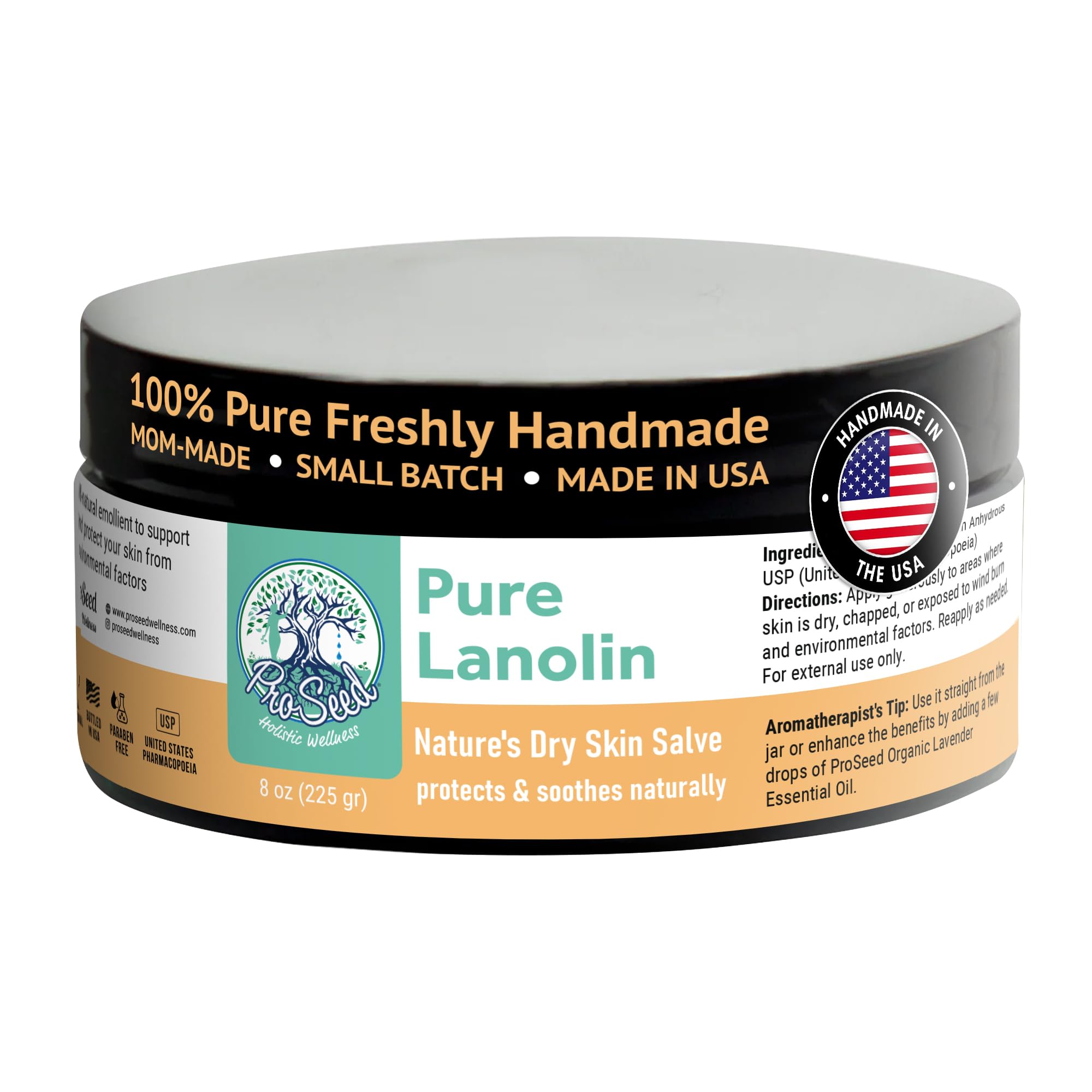 ProSeed Lanolin jar close-up showing pure moisture for dry skin relief.