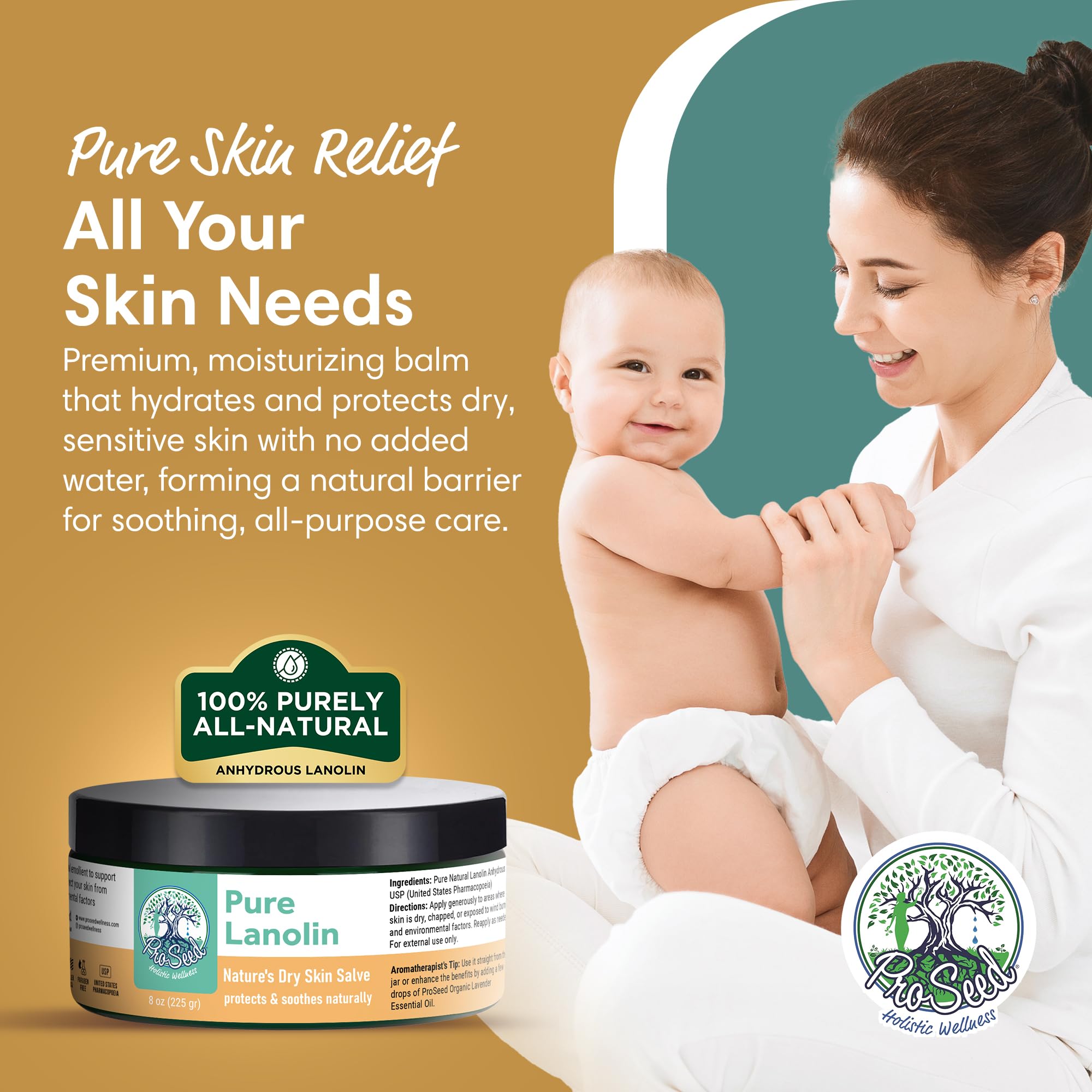 ProSeed Lanolin silk-texture balm ready for daily hydration.