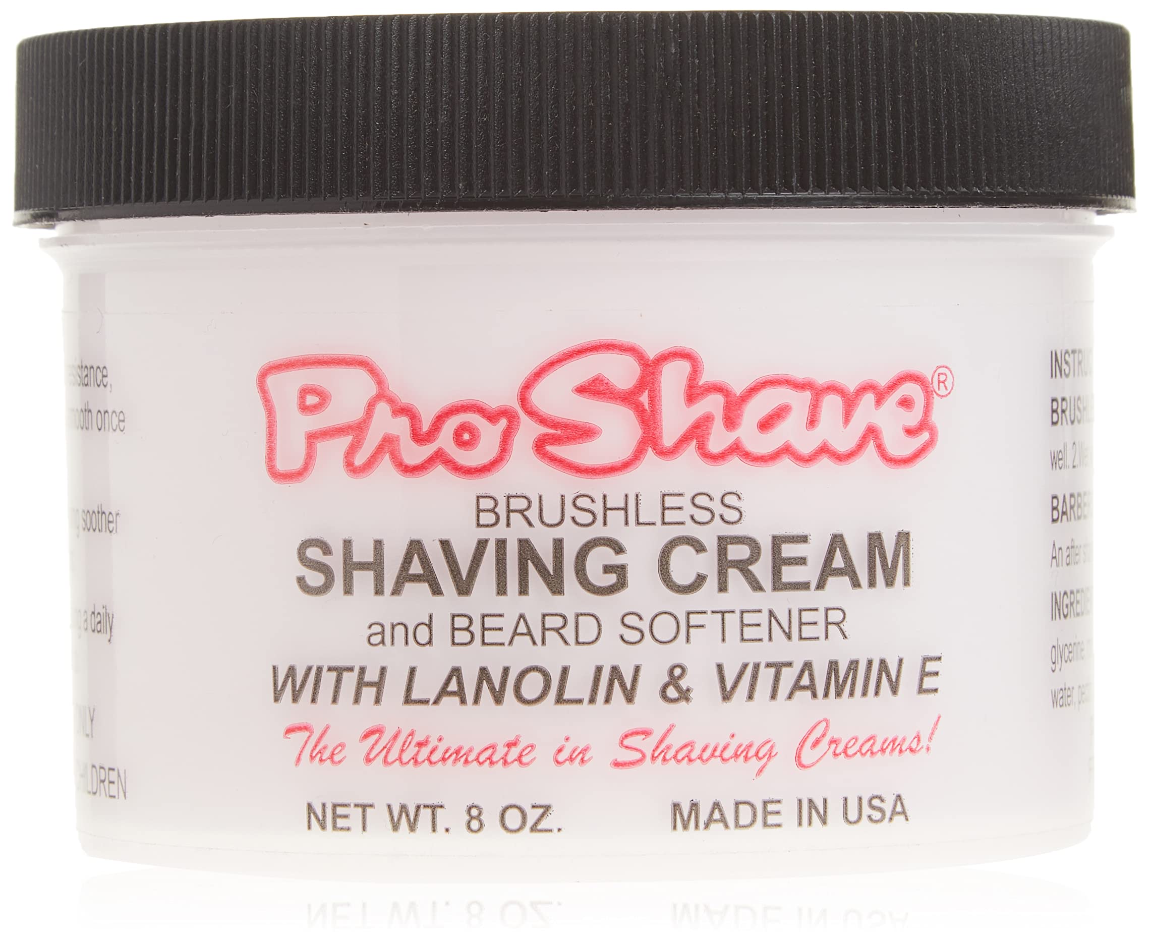 Proshave shaving cream bottle close-up showing rich smooth formula for a comfortable shave.