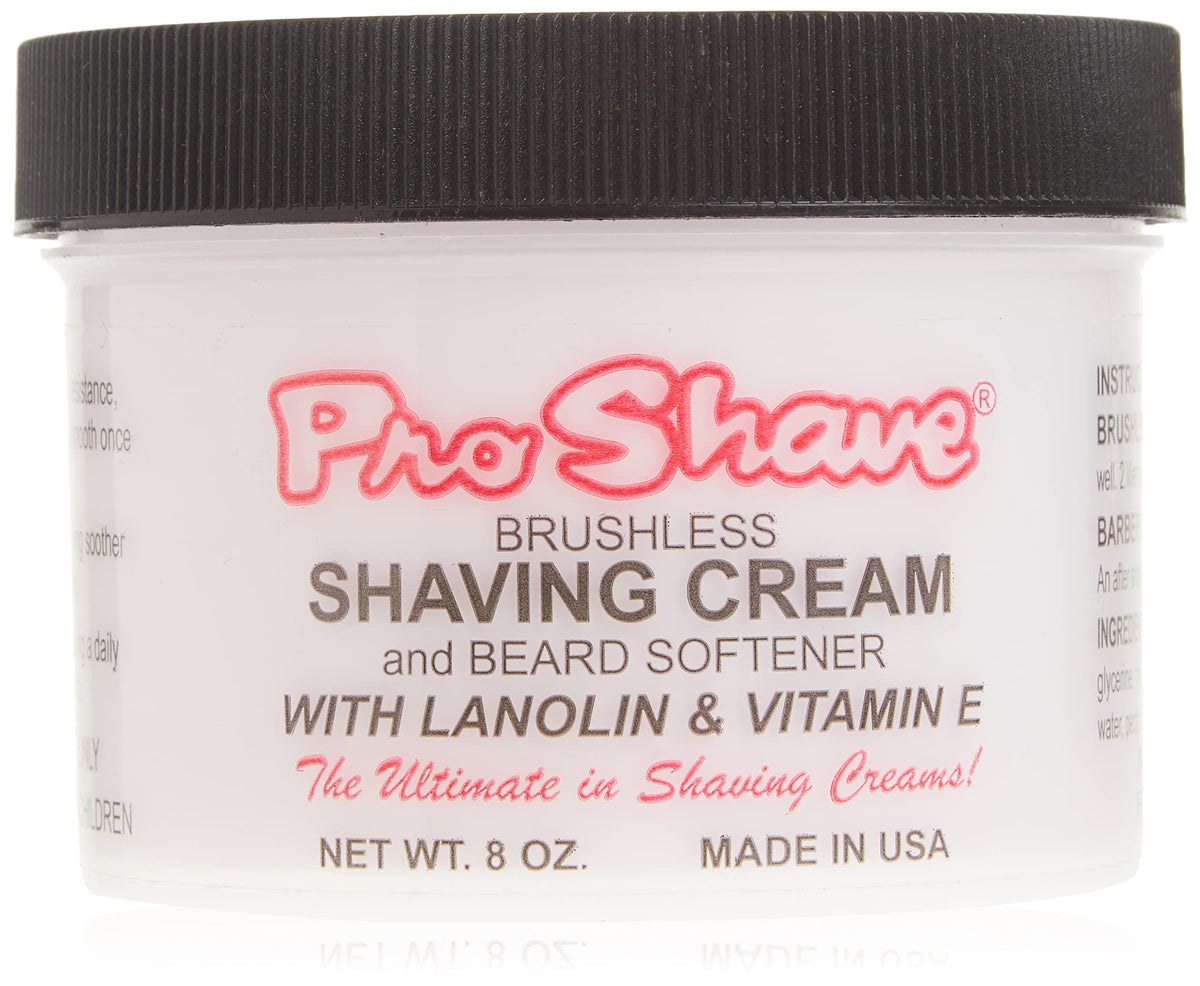 Proshave shaving cream bottle close-up showing rich smooth formula for a comfortable shave.