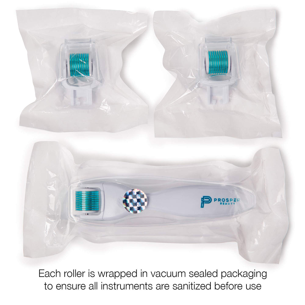 Prosper Beauty Derma Roller close-up of titanium needles highlighting durability