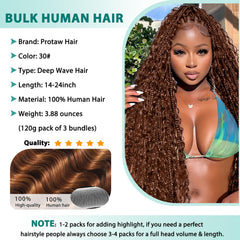 Protaw virgin Remy hair close-up shows deep wave curls with natural movement.