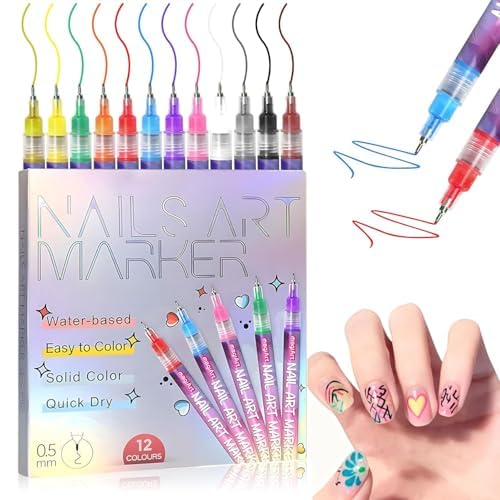 ProtectMeter nail art pens with 12 colors for versatile at-home designs.