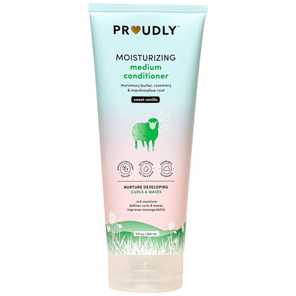 PROUDLY baby-conditioner bottle front view highlighting a moisture-rich formula.