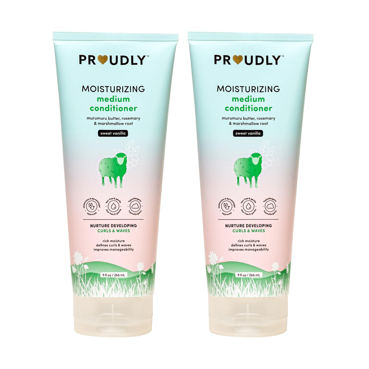 PROUDLY Moisturizing Baby Conditioner bottle pour shows easy grip and gentle hydration for textured hair.