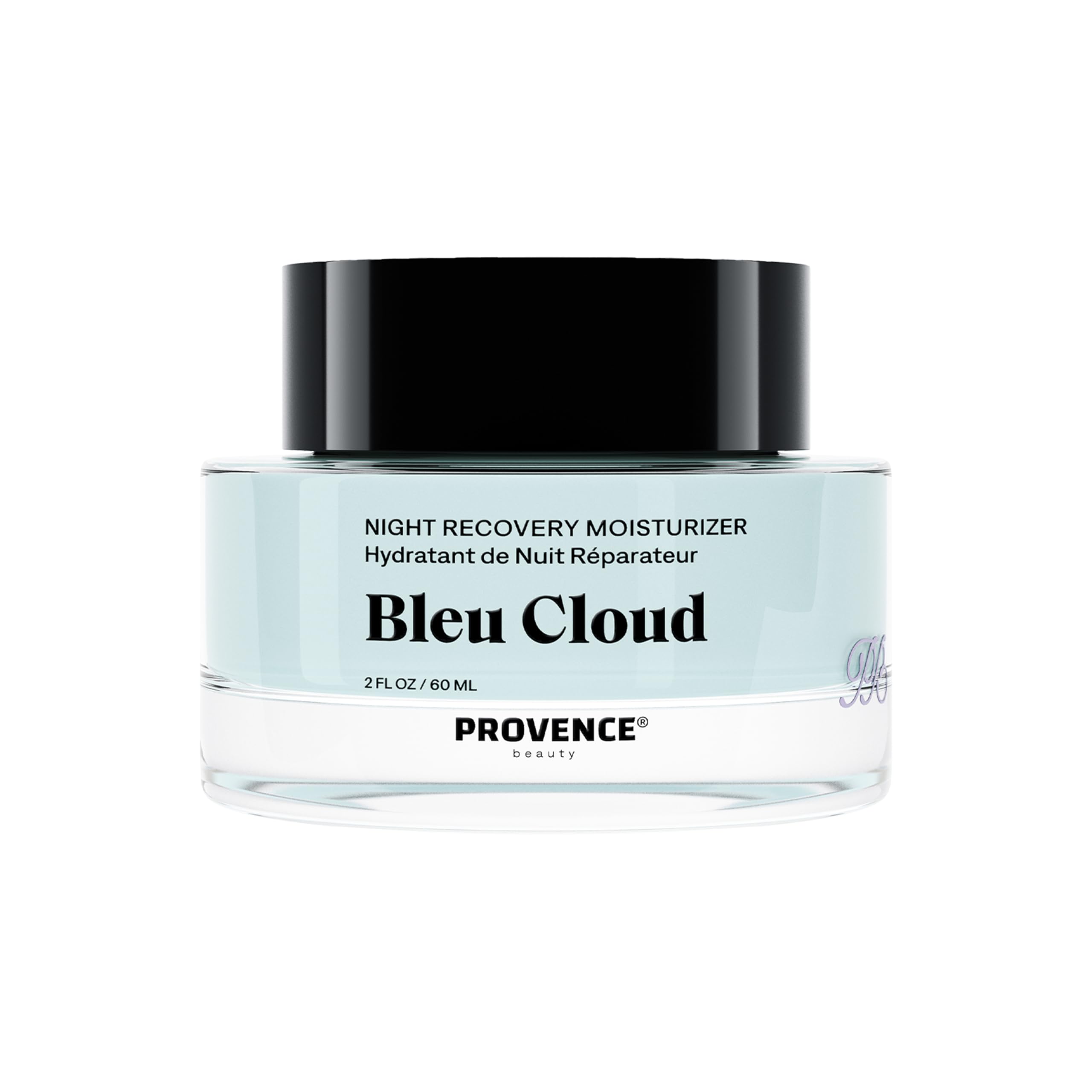 Provence Beauty Bleu Cloud Night Moisturizer bottle showing deep overnight hydration