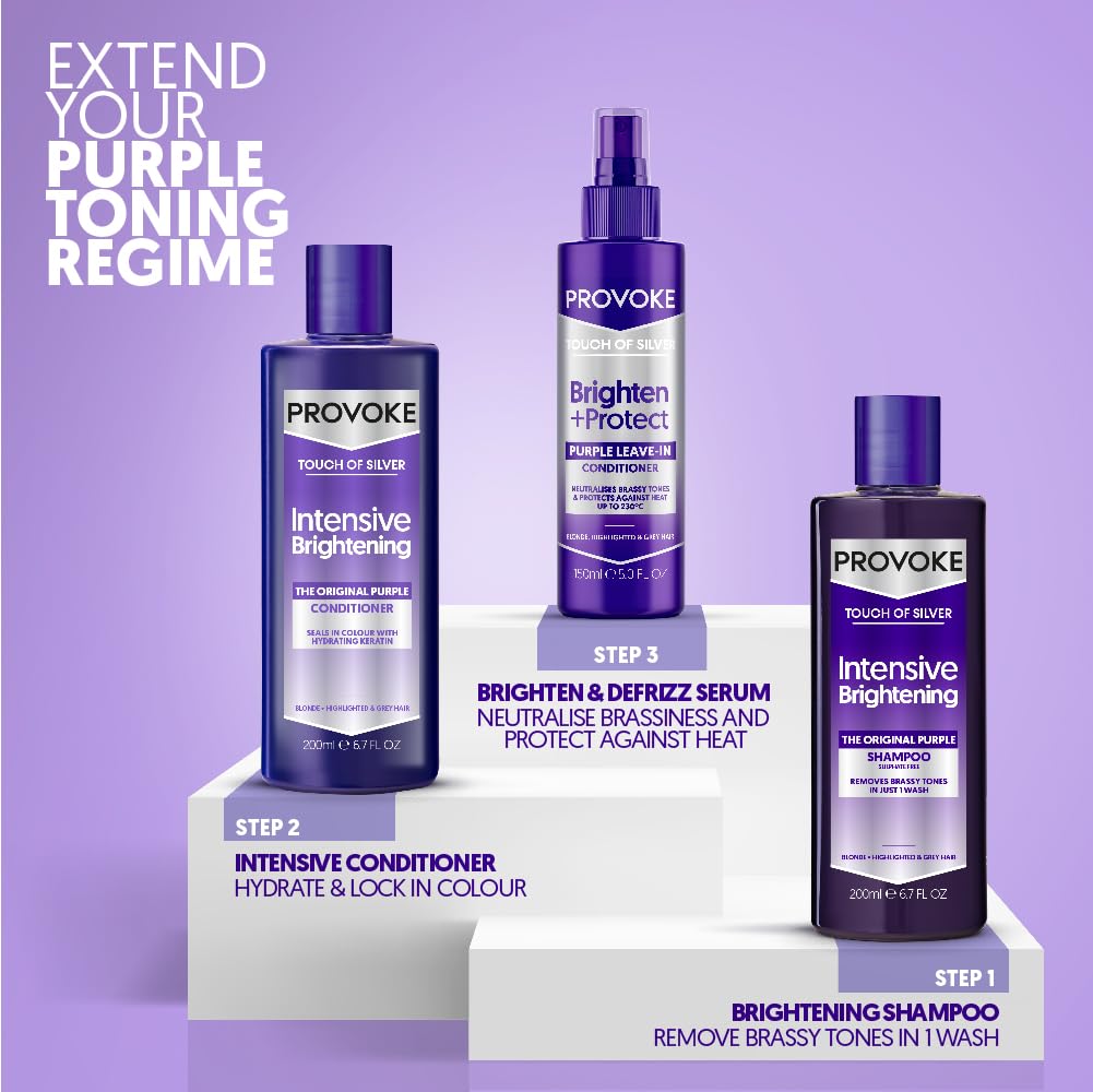 PROVOKE Touch of Silver leave-in conditioner delivers silky results for softer, shinier hair.