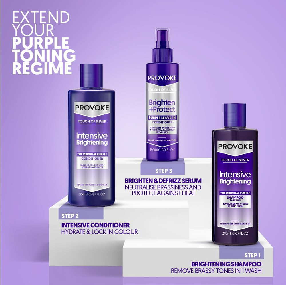 PROVOKE Touch of Silver leave-in conditioner delivers silky results for softer, shinier hair.