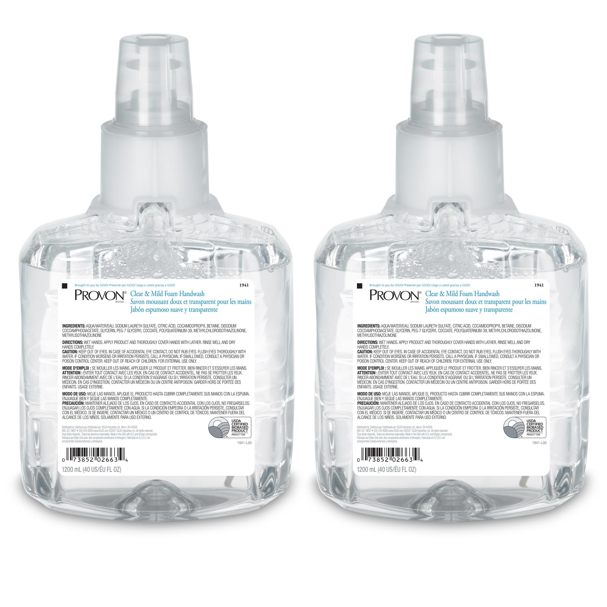 Provon LTX-12 clear foam handwash bottle for hygienic office use