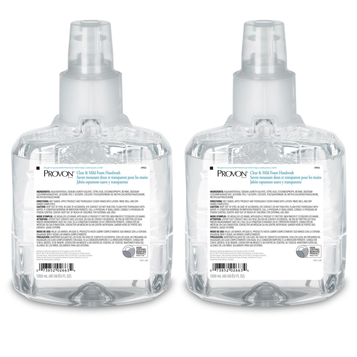 Provon LTX-12 clear foam handwash bottle for hygienic office use