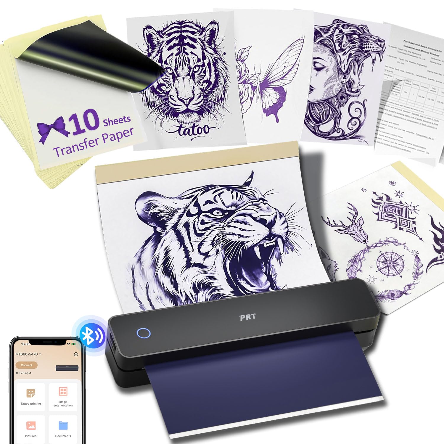 PRT MT660 tattoo stencil printer—front view, ultra-portable for mobile studios.