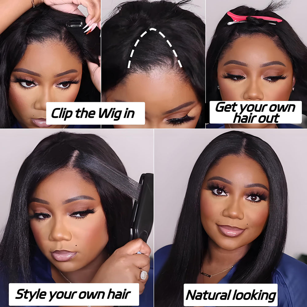 Prtyopp V Part Wig styling options for ponytail and updo