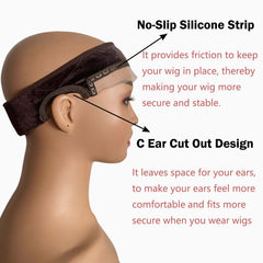 Prudenp adjustable wig band with diamond stitching maintains secure fit all day.