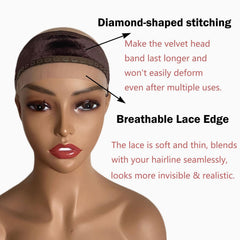 Prudenp velvet wig band with non-slip silicone circle provides enhanced hold during movement.