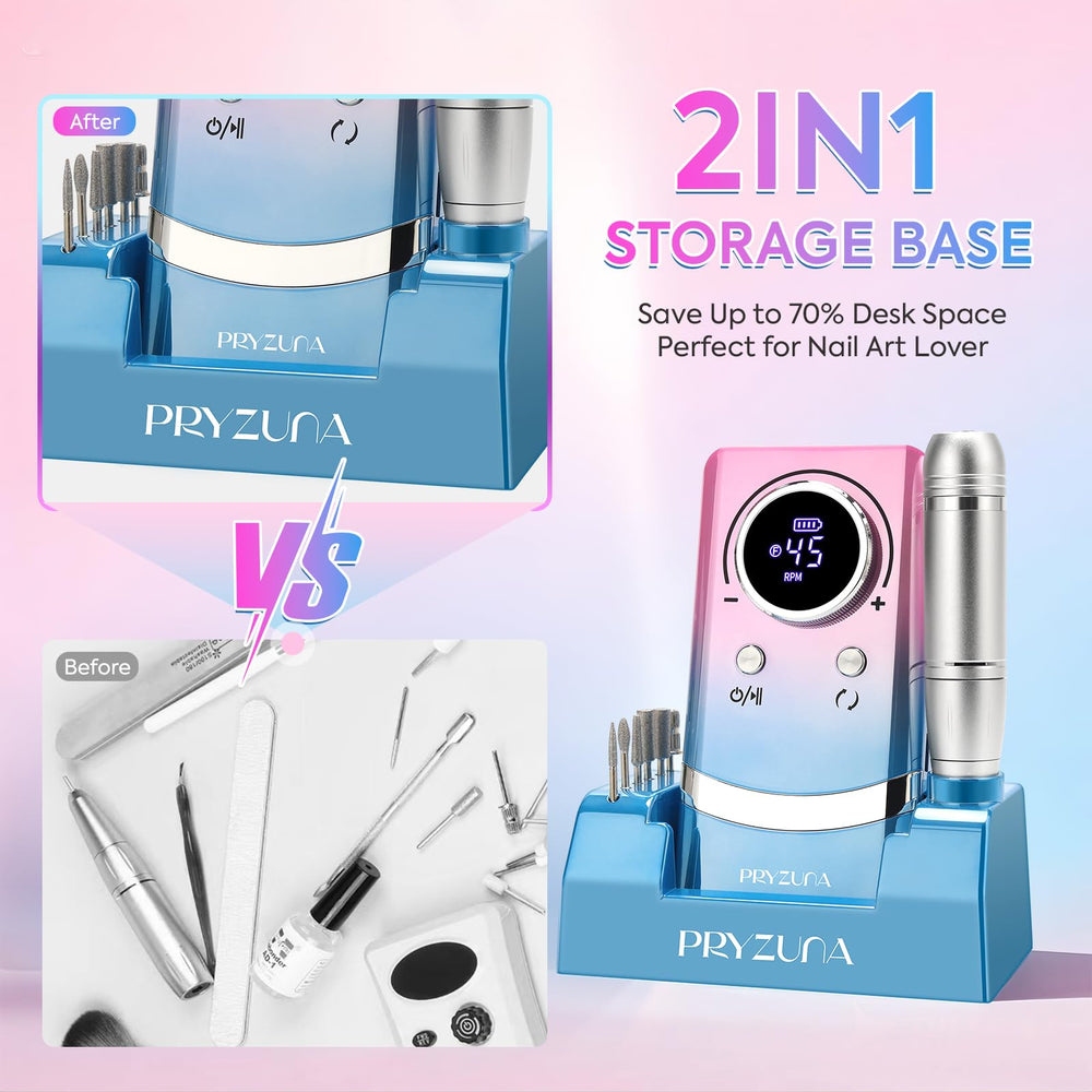 PRYZUNA Electric Nail Drill base stand keeps bits organized and ready.