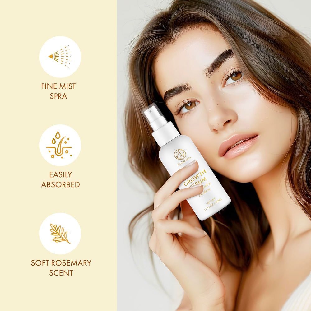 Psalmonica spray application demonstrates easy, even distribution onto the scalp