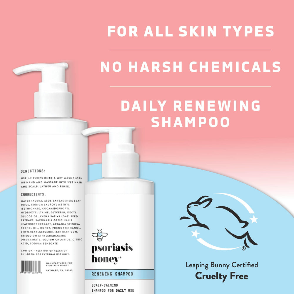 PSORIASIS HONEY Renewing Shampoo family-friendly use for kids and adults.