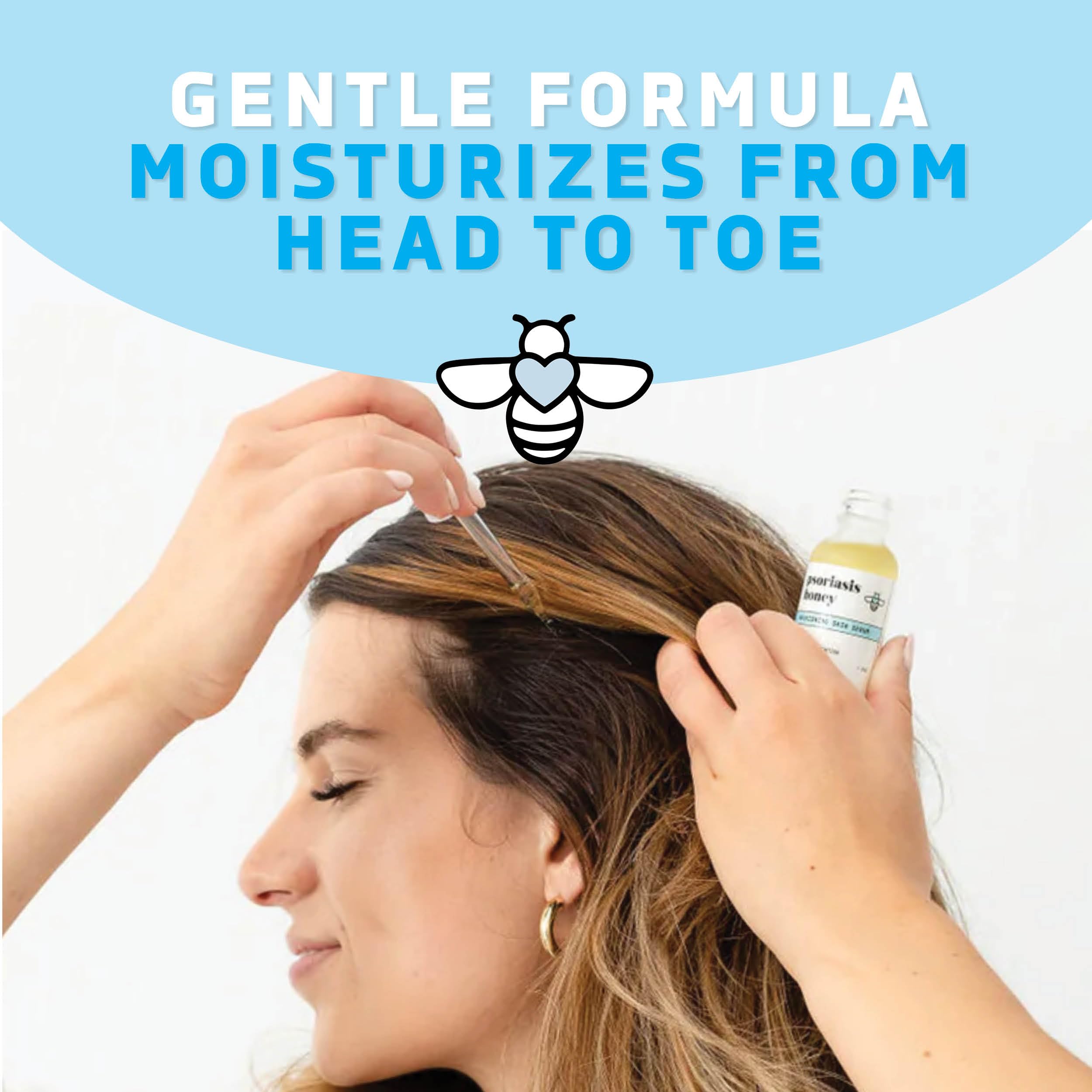 Psoriasis Honey lavender cucumber seed oil bottle for calming nourishment.