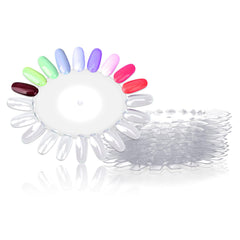 Psyqtsuary nail polish display wheel with 20 swatches for color selection.