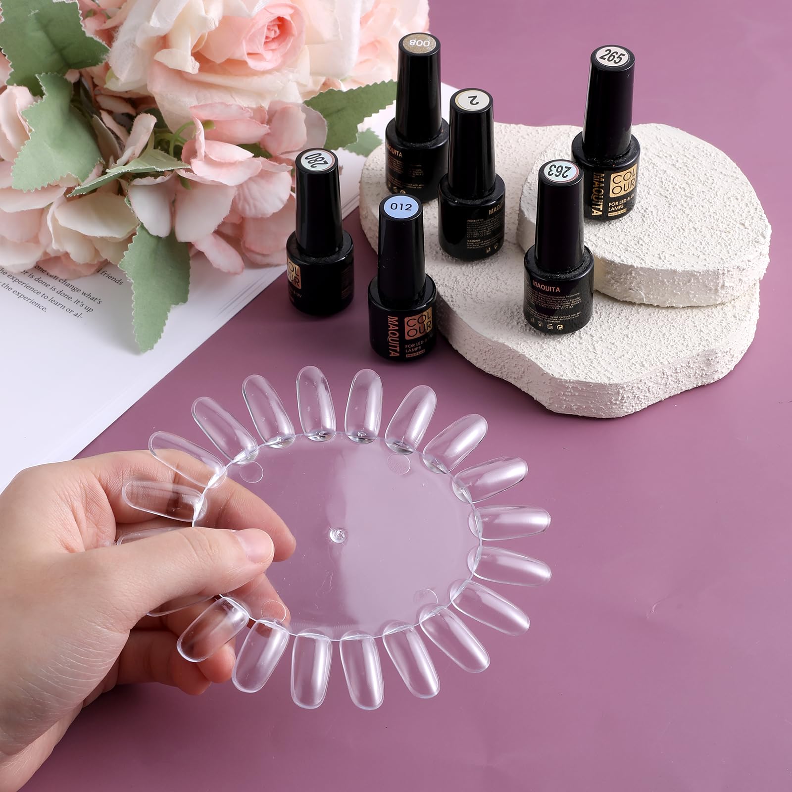 Psyqtsuary swatches wheel supports manicure practice and color experimentation.