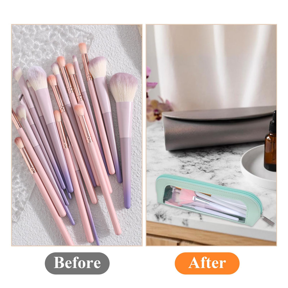 Psyqtsuary transparent cosmetic pouch with zipper for quick checks and access.