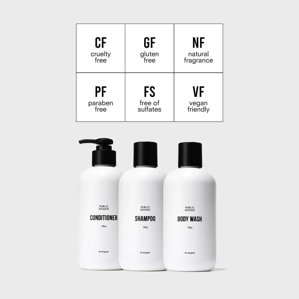 Public Goods conditioner bottle delivering deep hydration for healthier hair.