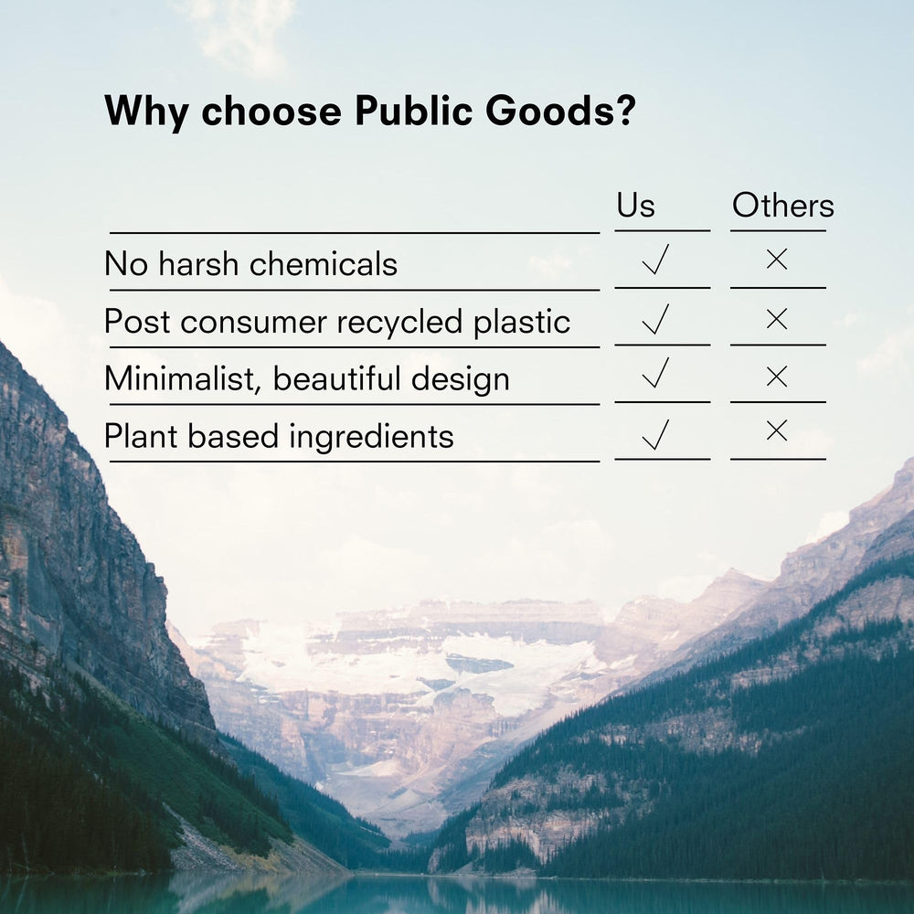 Public Goods cruelty-free packaging made from recycled materials.