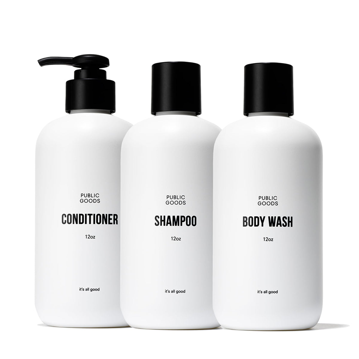 Public Goods shampoo bottle with natural essential oils for gentle cleansing.