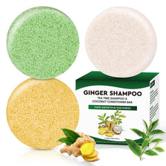 Pubpok Ginger and Tea Tree bar shampoo and conditioner set, refreshing scalp and oil control.