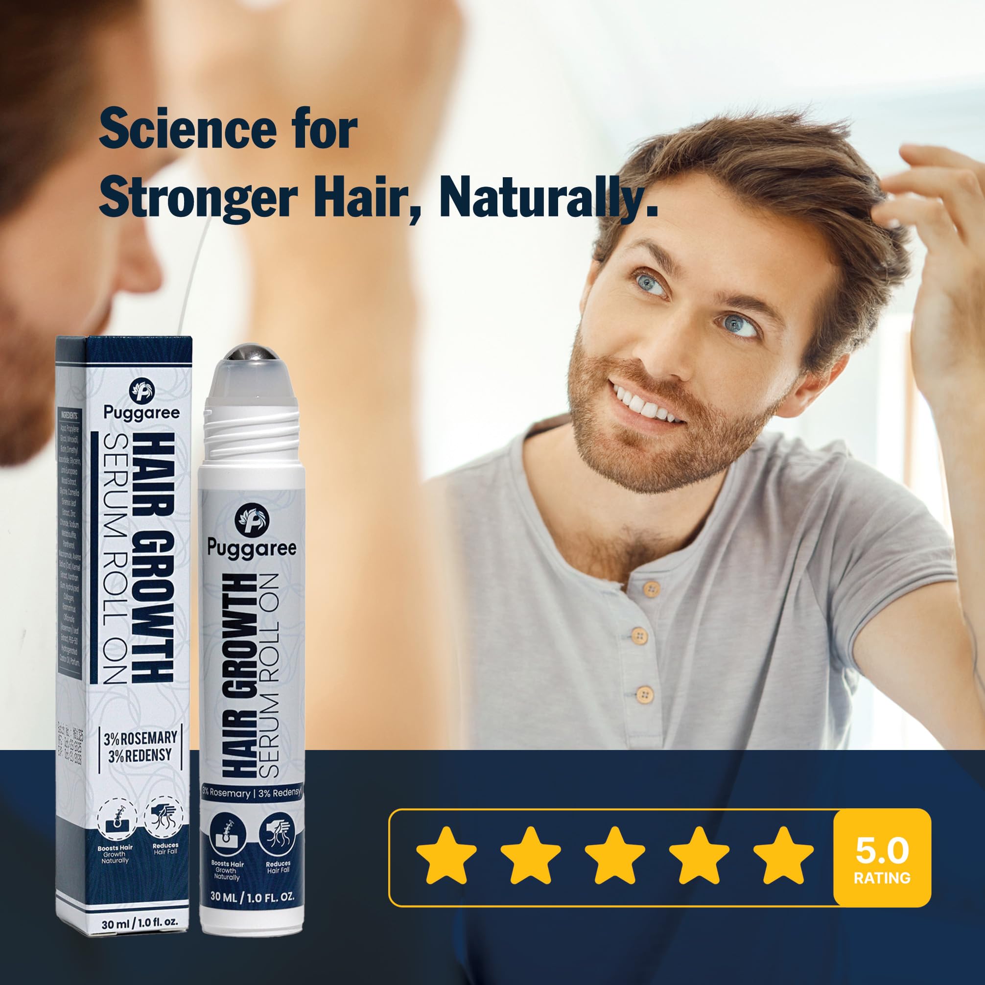 Puggaree user applying serum to thinning areas for targeted care