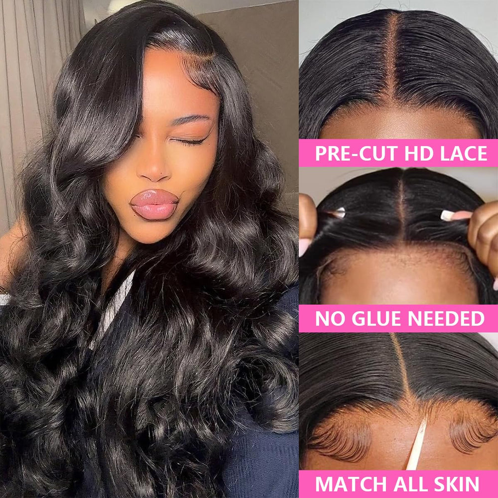 Puhasty HD lace front wig with transparent Swiss lace for seamless skin blend.