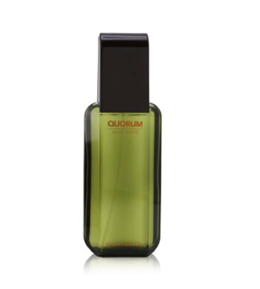 Puig Quorum bottle for men, versatile scent for day or night occasions.