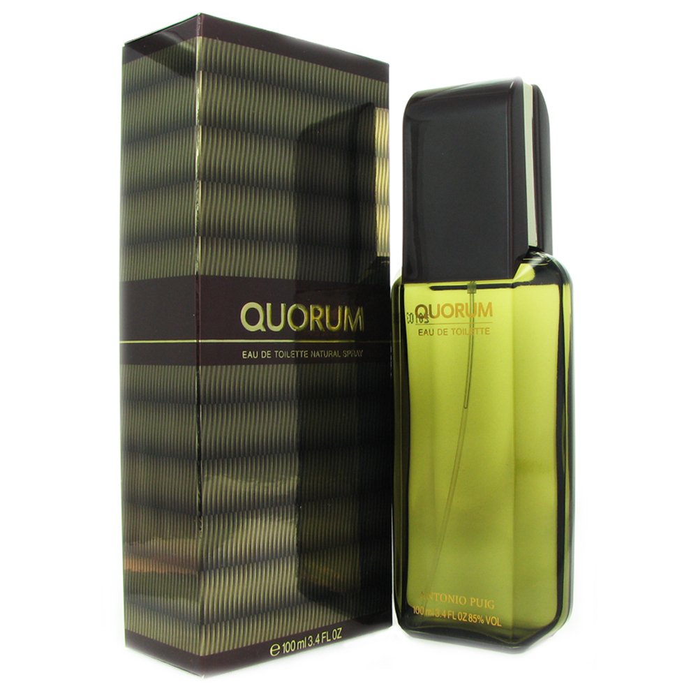 Puig Quorum for Men EDT bottle front view, classic masculine fragrance for daily wear