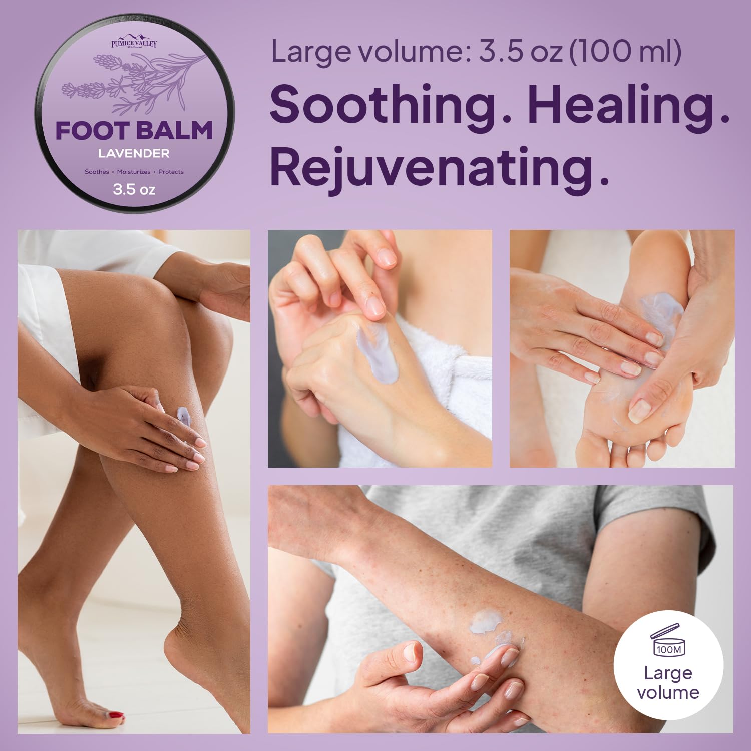 Pumice Valley Foot Balm on nightstand ready for nighttime routine