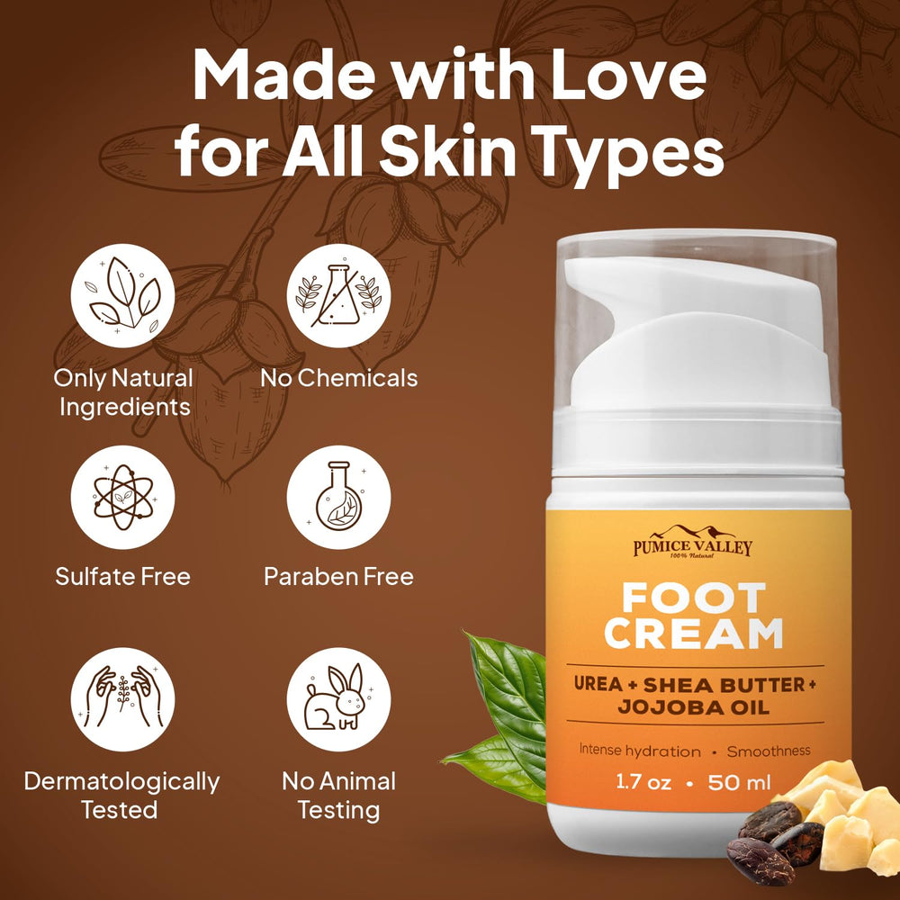 Pumice Valley cream ingredients include urea, shea butter, and jojoba oil.