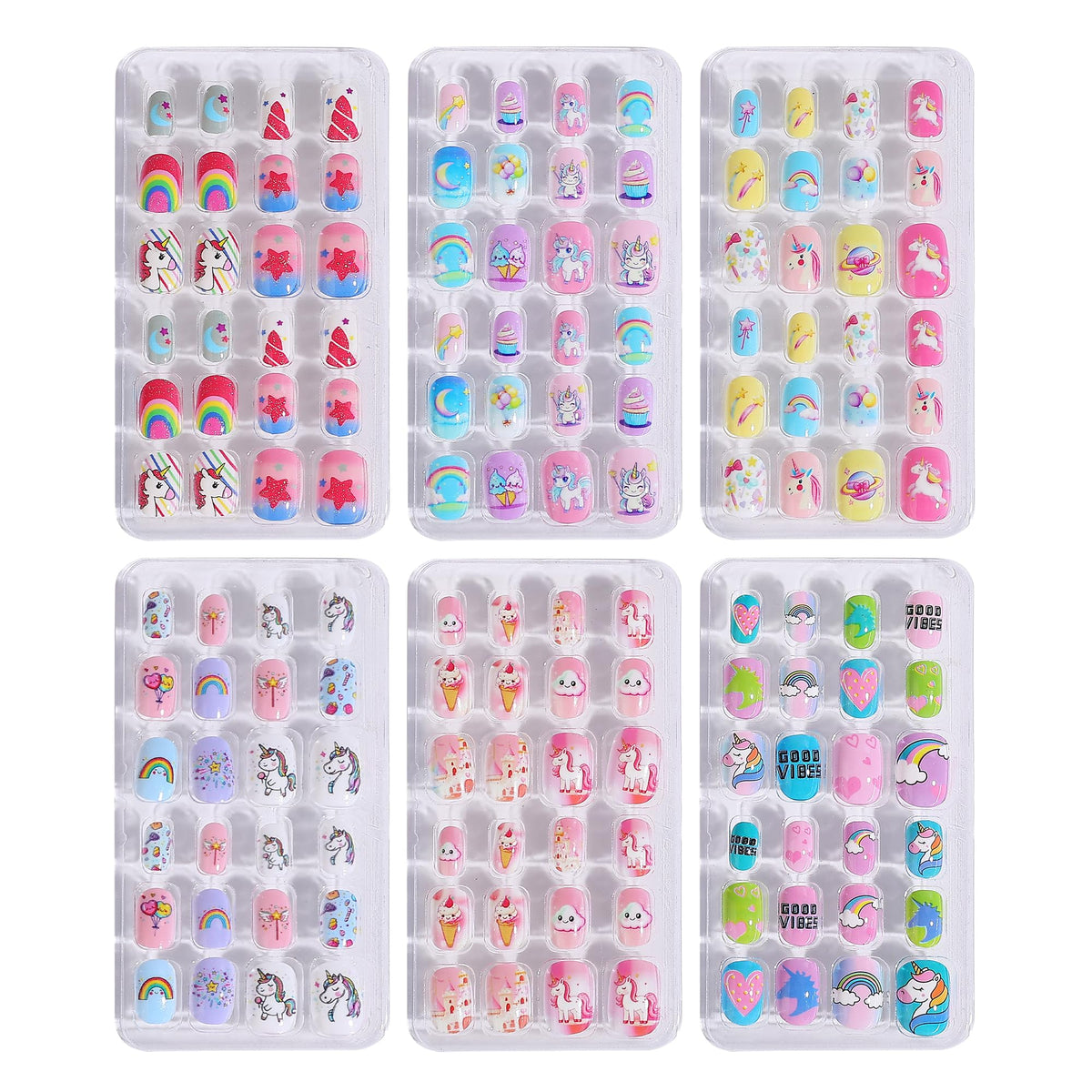 Pumkryth 144-piece kids nails set in box, easy DIY manicure for girls