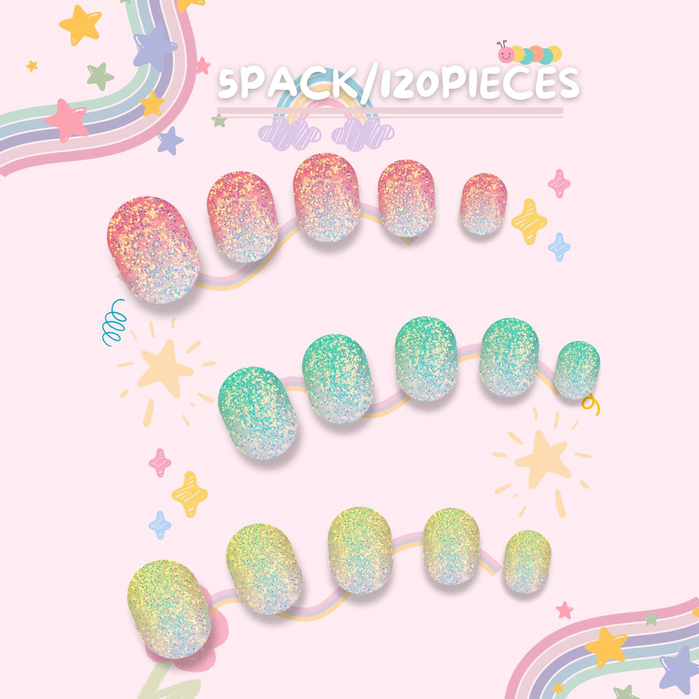 Pumkryth glitter finish kids press-on nails for sparkling at-home manicures.