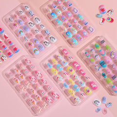 Pumkryth six-style kids nails pack, versatile nail art for girls 8-12