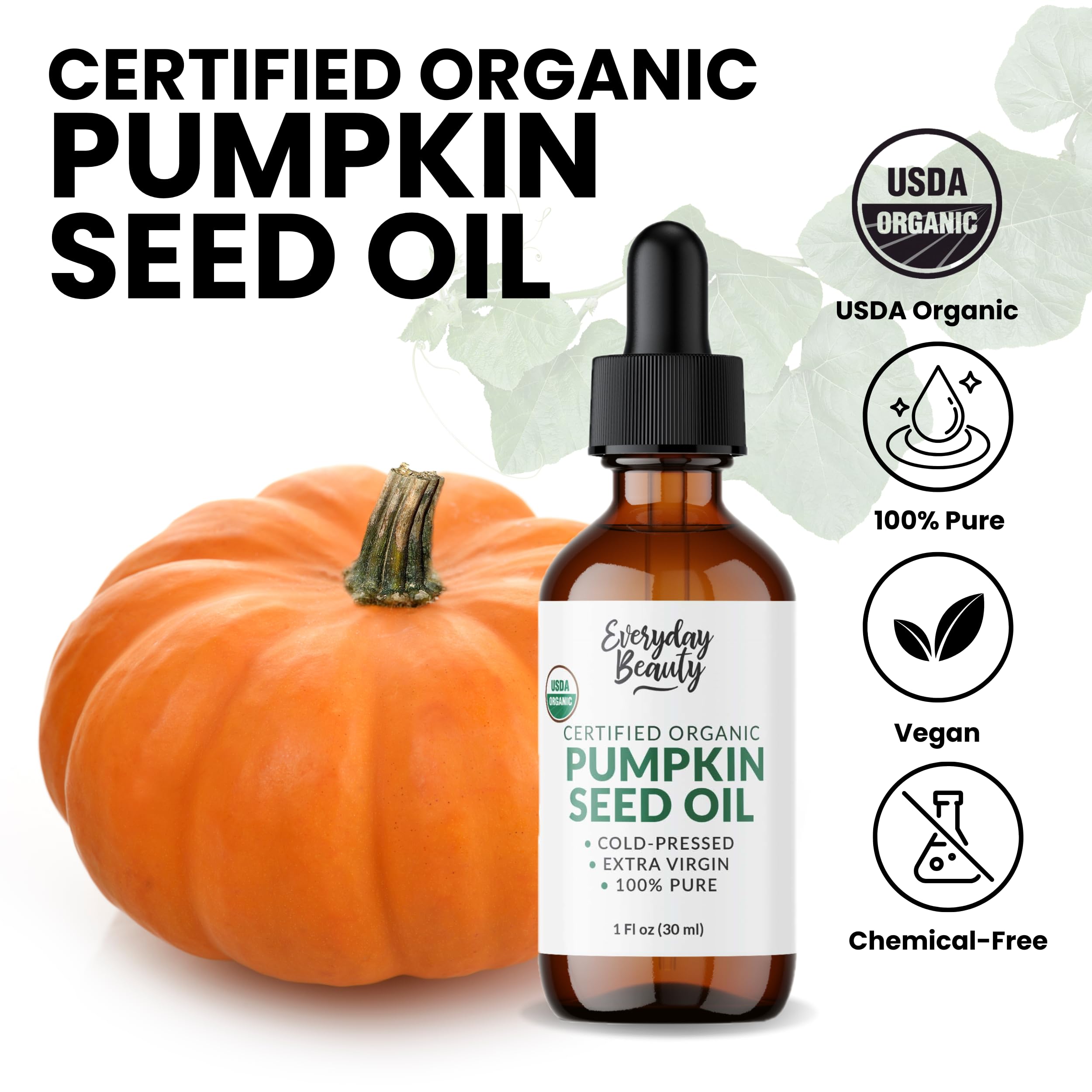 Pumpkin seed oil in amber glass bottle protecting nutrients.