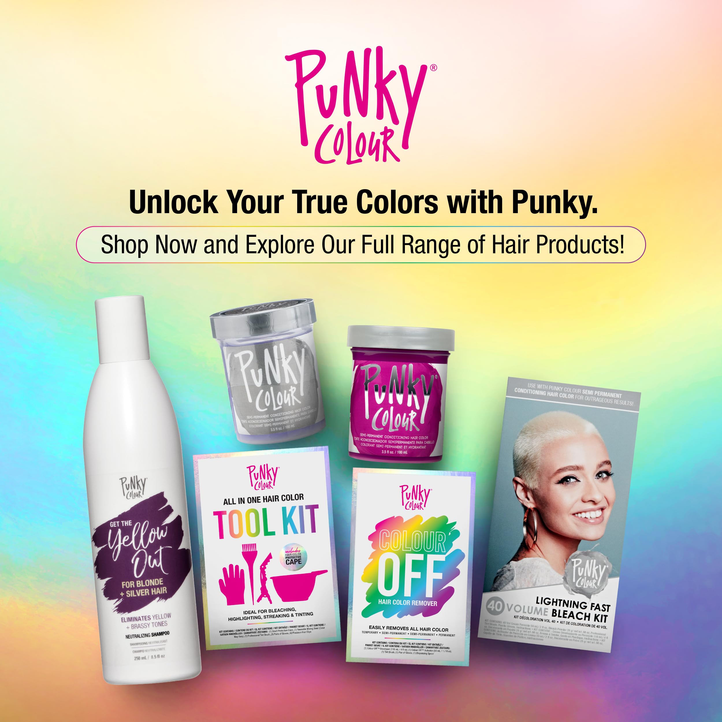 Punky Colour 3-in-1 Yellow Out store-display helps shoppers spot color-depositing care
