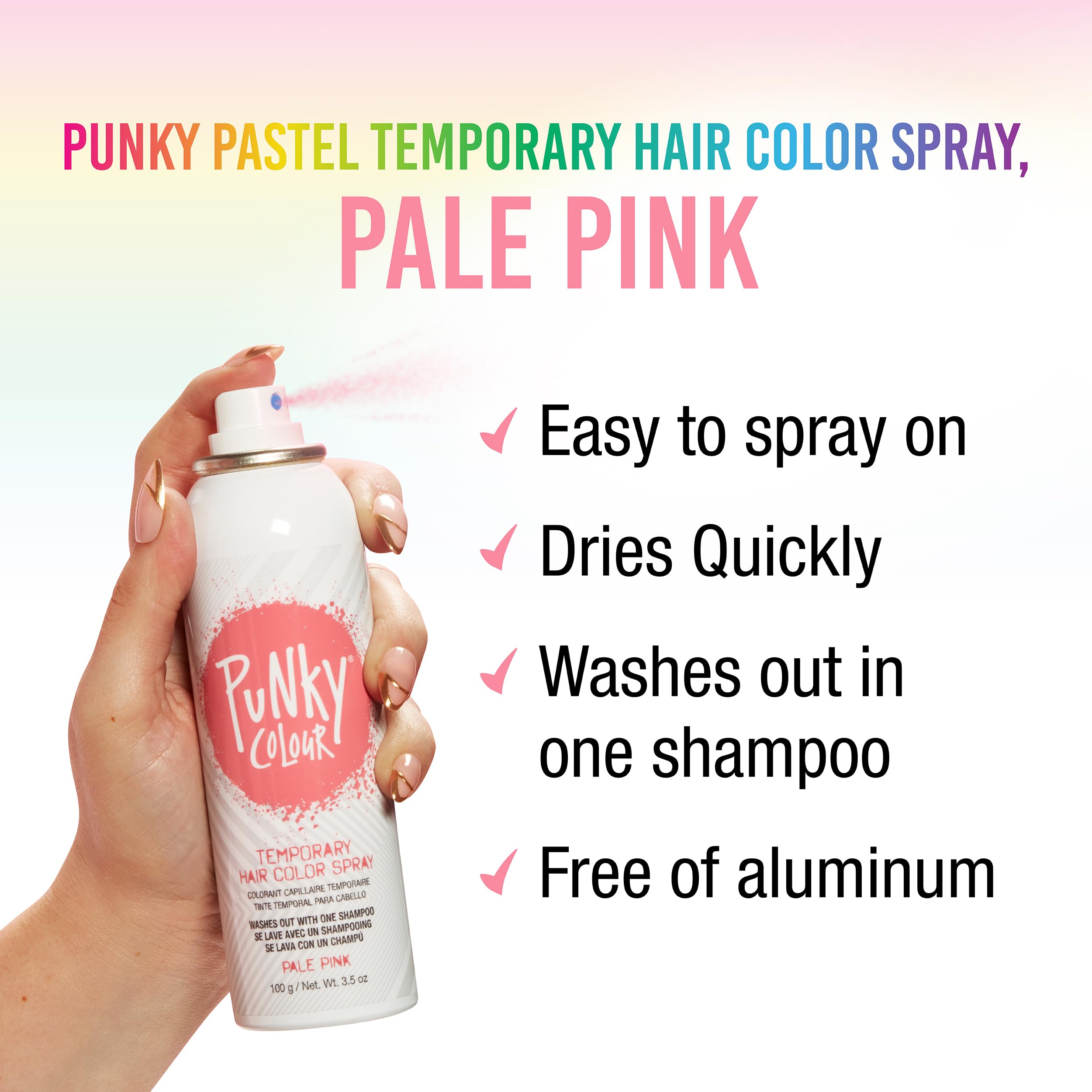 Punky Pale Pink dries in seconds for quick color results.