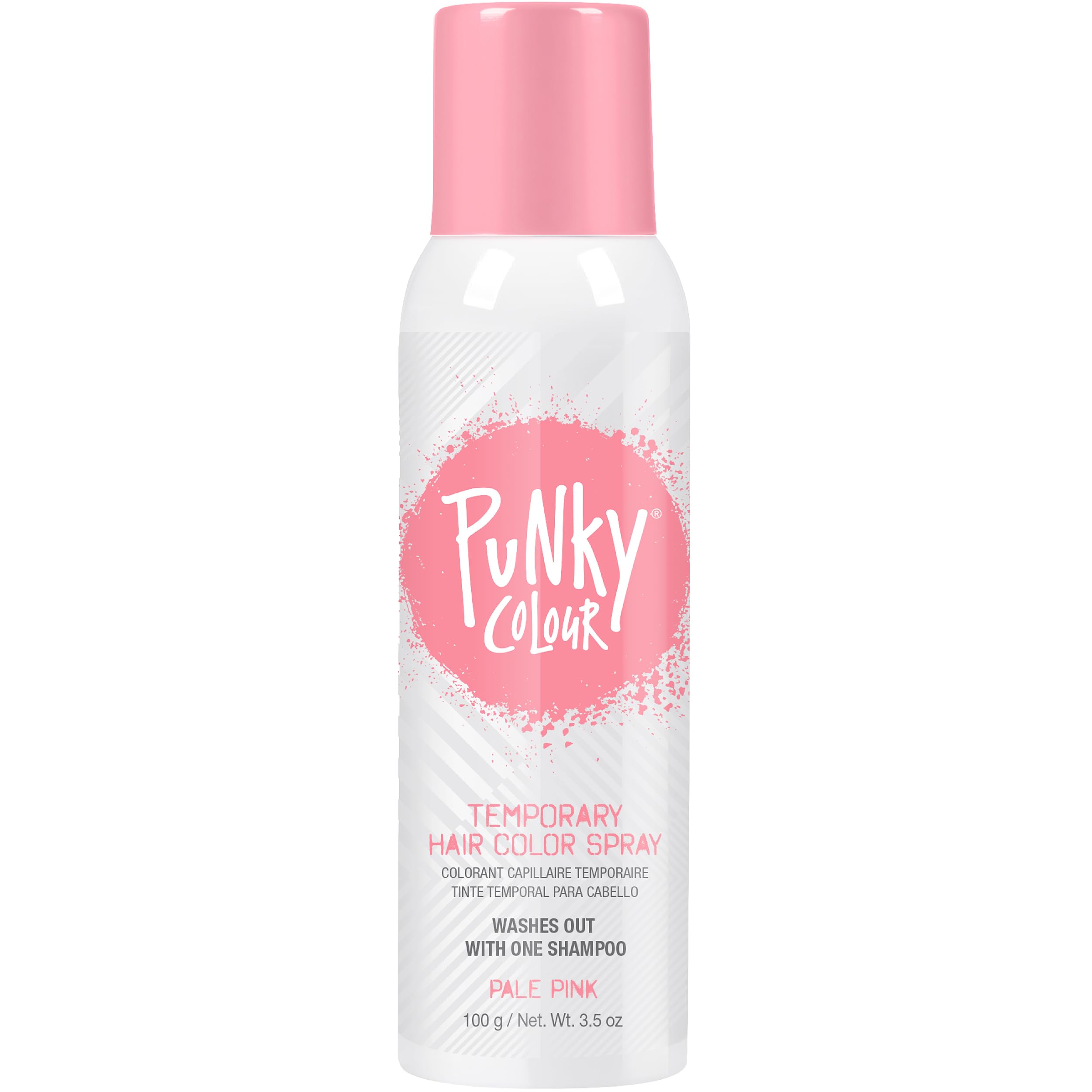 Punky Pale Pink Hair Spray applies instantly for a playful pastel look.