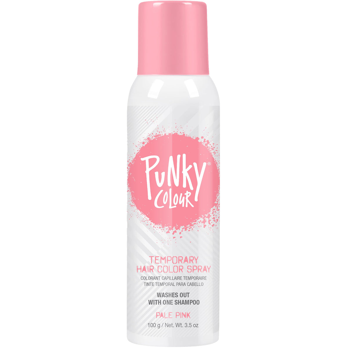 Punky Pale Pink Hair Spray applies instantly for a playful pastel look.