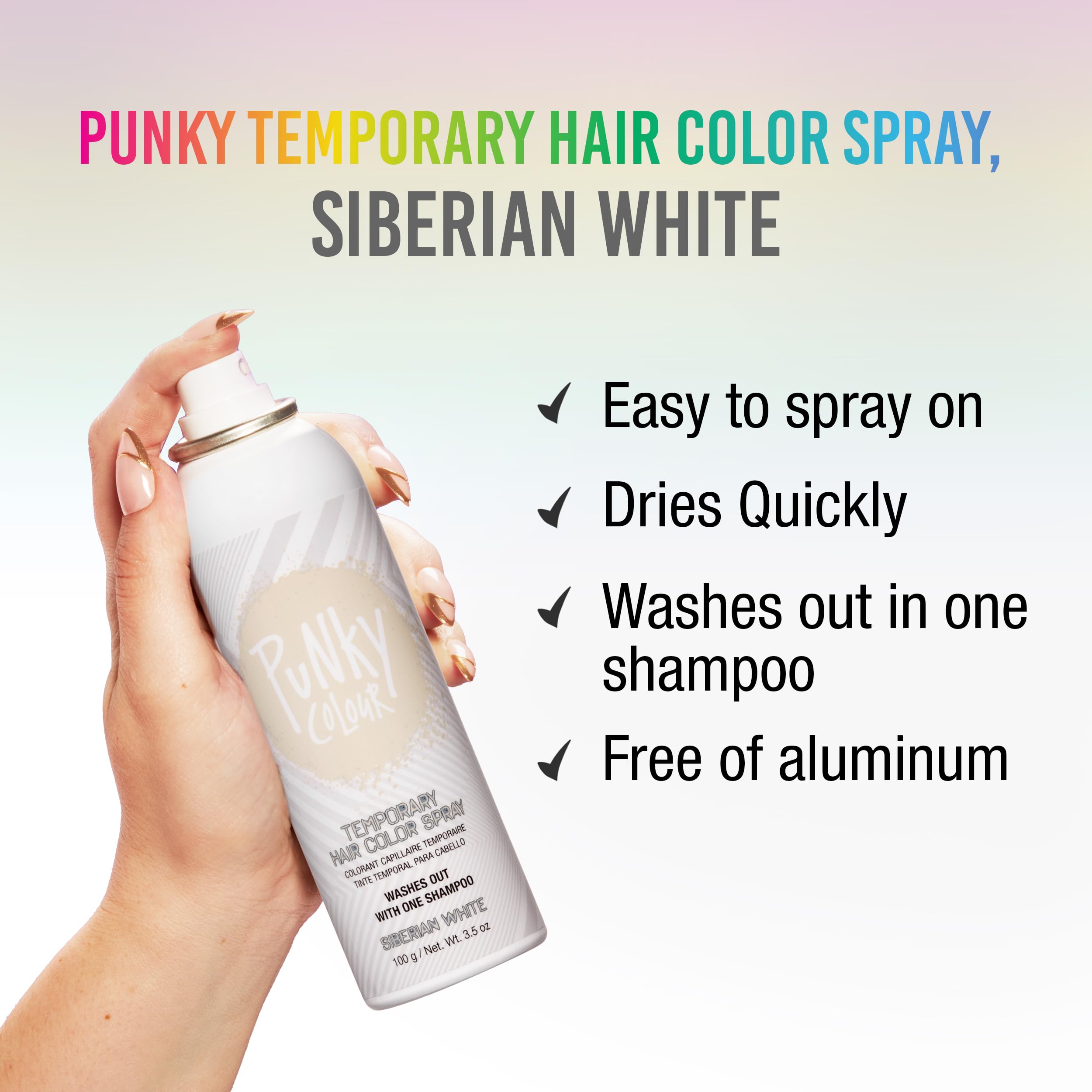 Punky Siberian White application on hair demonstrates even coverage for all-over or streaks.