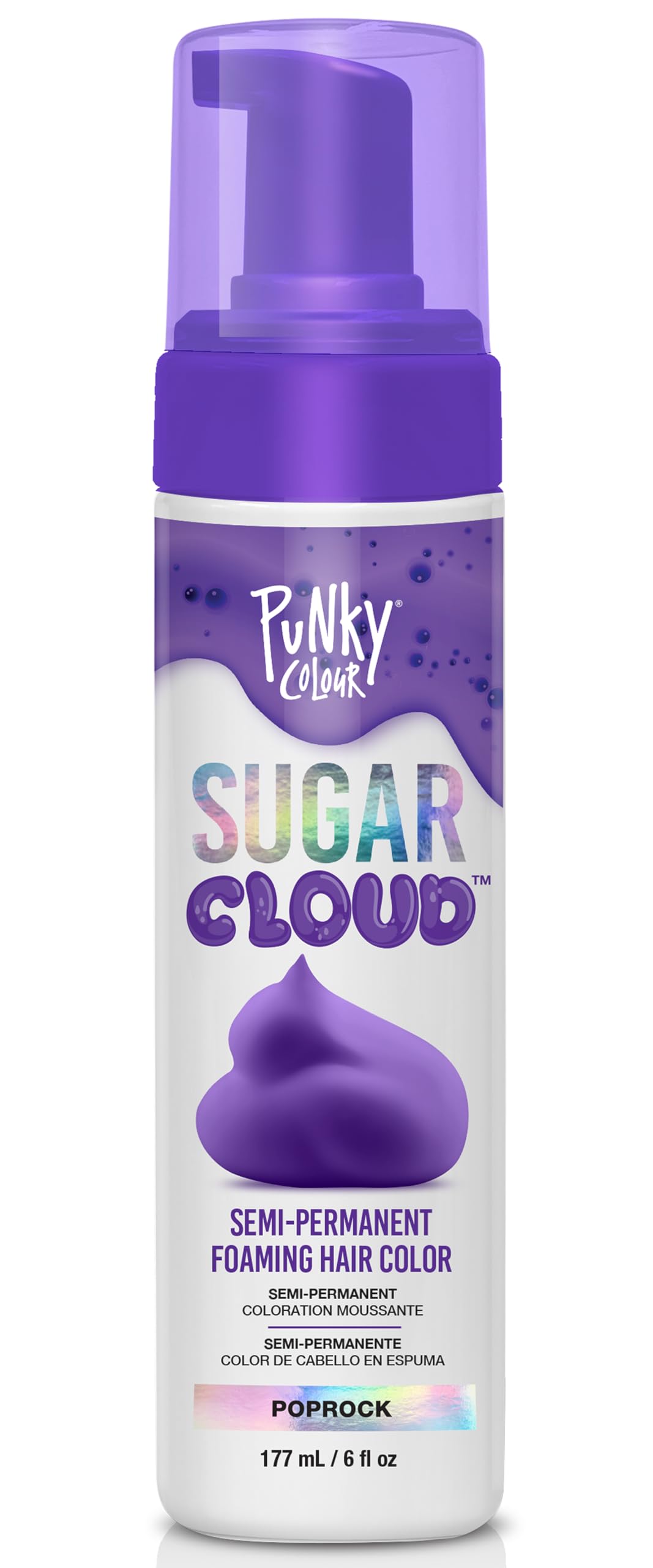 Punky Sugar Cloud foam bottle front showing bold color for at-home use
