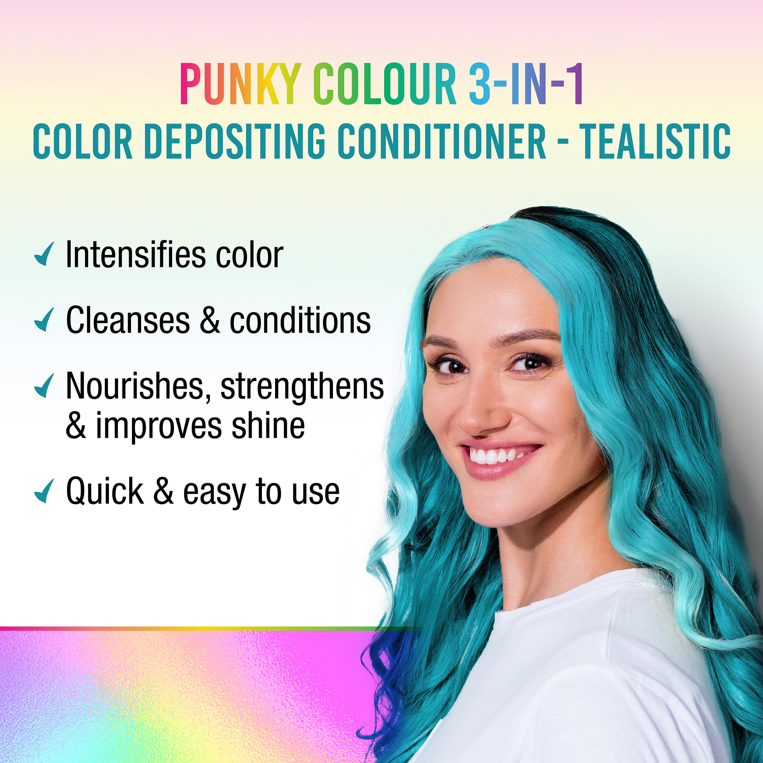 Punky Tealistic bottle close-up highlights label and creamy texture