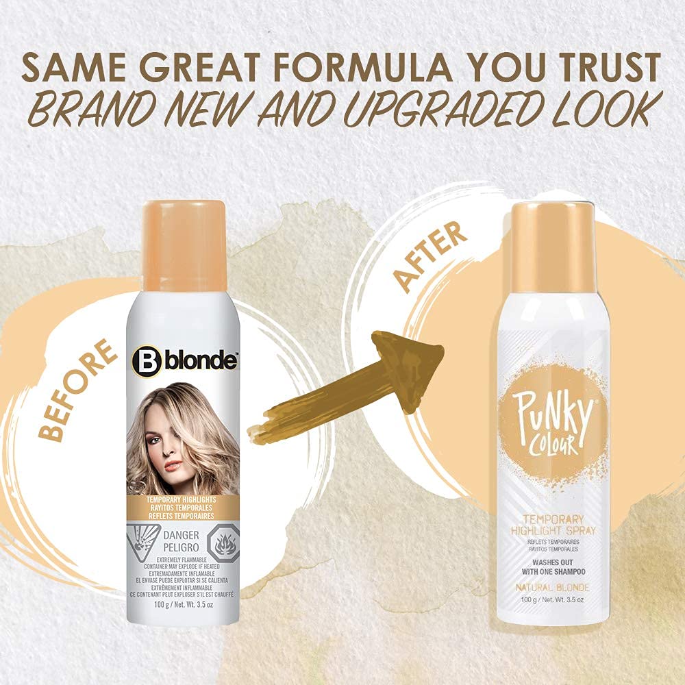 Applying Punky spray-on color to hair strands for subtle accent.