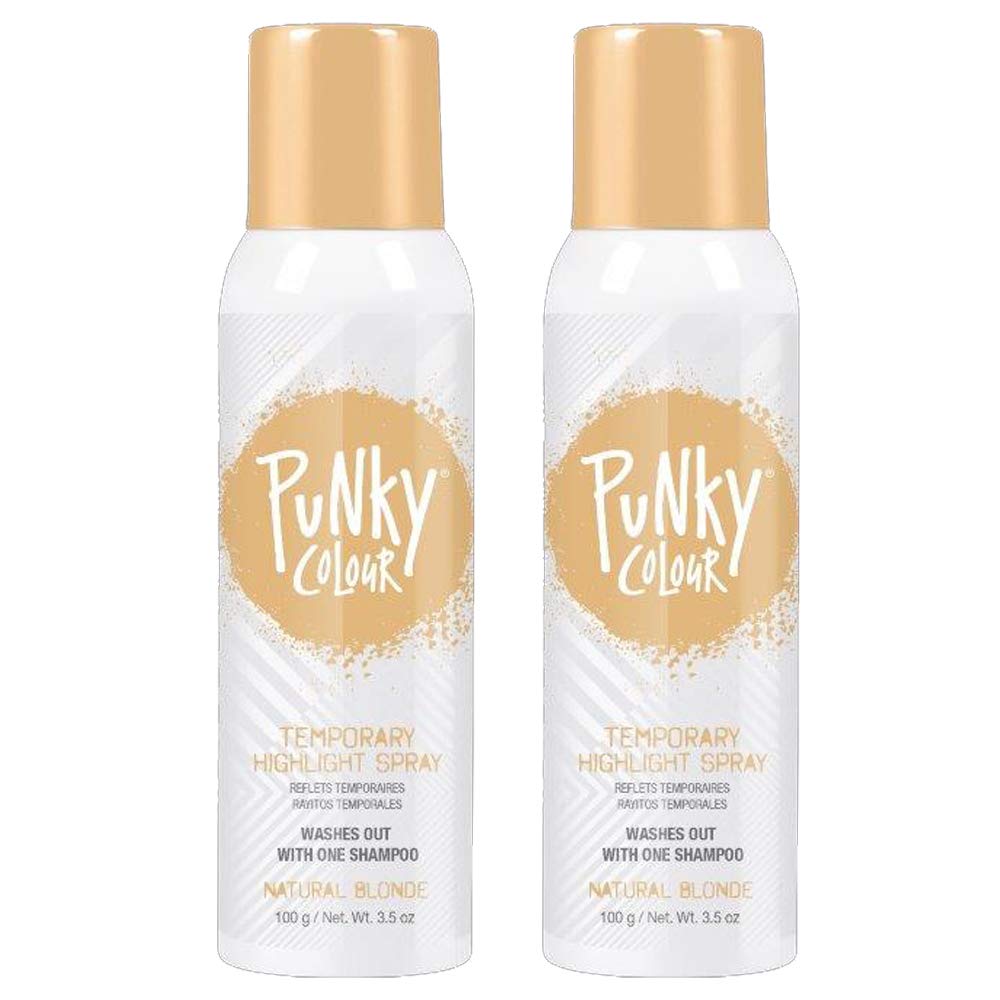 Punky temporary hair highlight spray bottle shows natural blonde wash-out color.